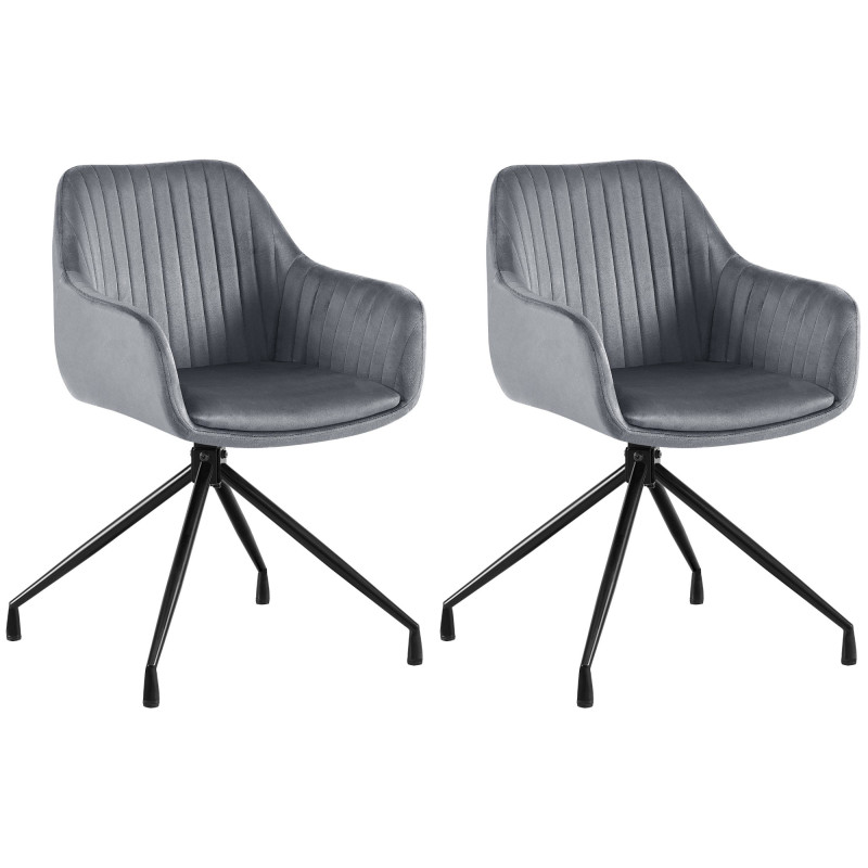 Lot de 2 chaises de salle à manger Welby en velours gris foncé