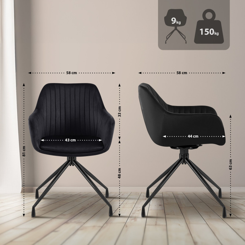 Lot de 2 chaises de salle à manger Welby en velours noir