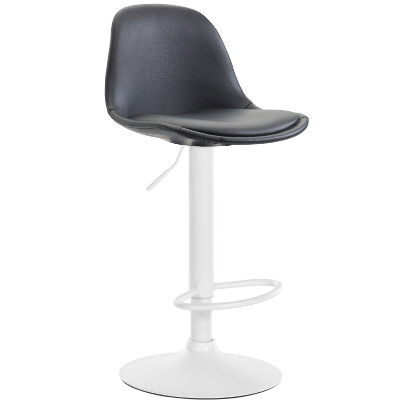 Tabouret de bar Kiel entièrement rembourré en similicuir noir