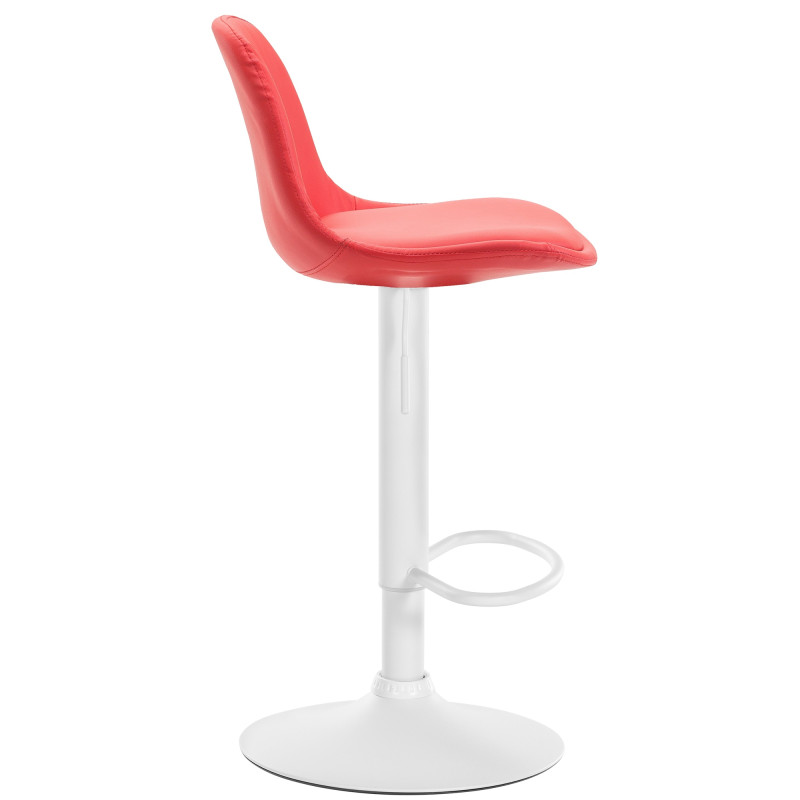 Tabouret de bar Kiel entièrement rembourré en similicuir rouge