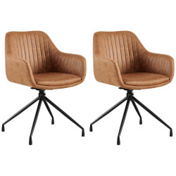 Lot de 2 chaises de salle à manger Welby Vintage marron clair