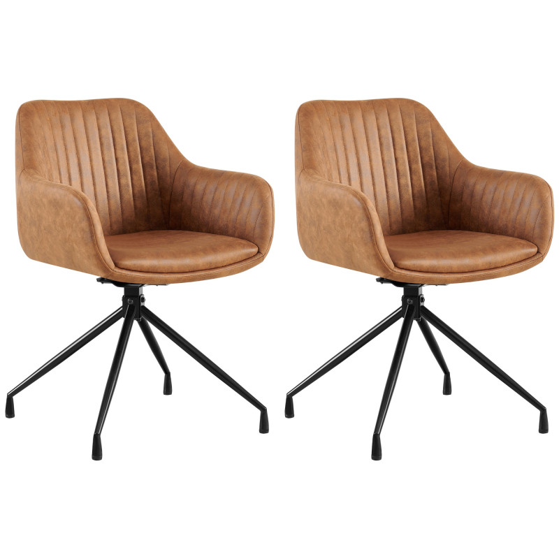 Ensemble de 2 chaises de salle à manger Welby Vintage marron clair
