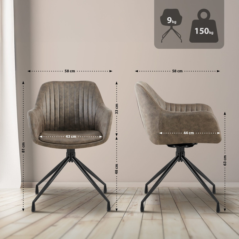 Lot de 2 chaises de salle à manger Welby Vintage grises