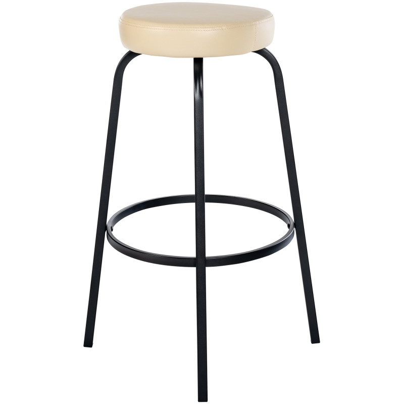 Tabouret de bar Kamari en cuir artificiel crème