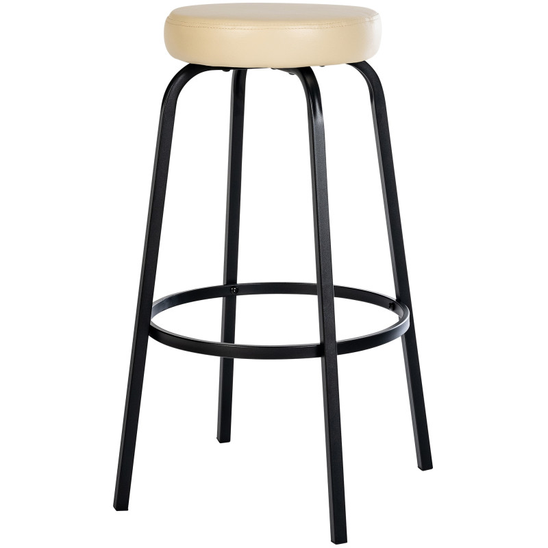 Tabouret de bar Kamari en cuir artificiel crème