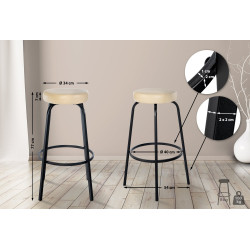 Tabouret de bar Kamari en cuir artificiel crème