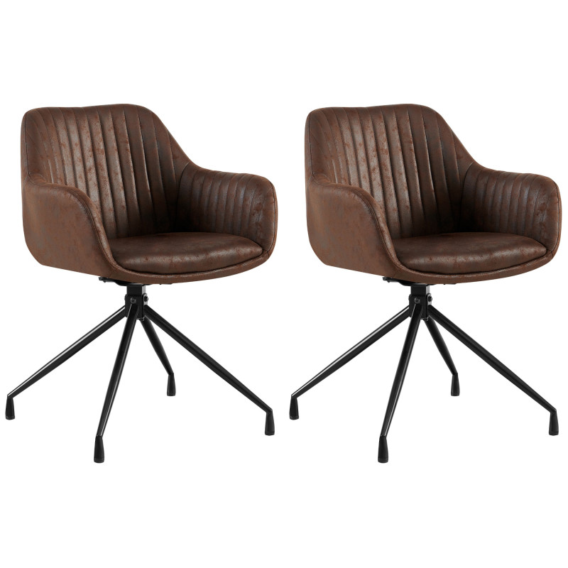 Lot de 2 chaises de salle à manger Welby Vintage marron foncé