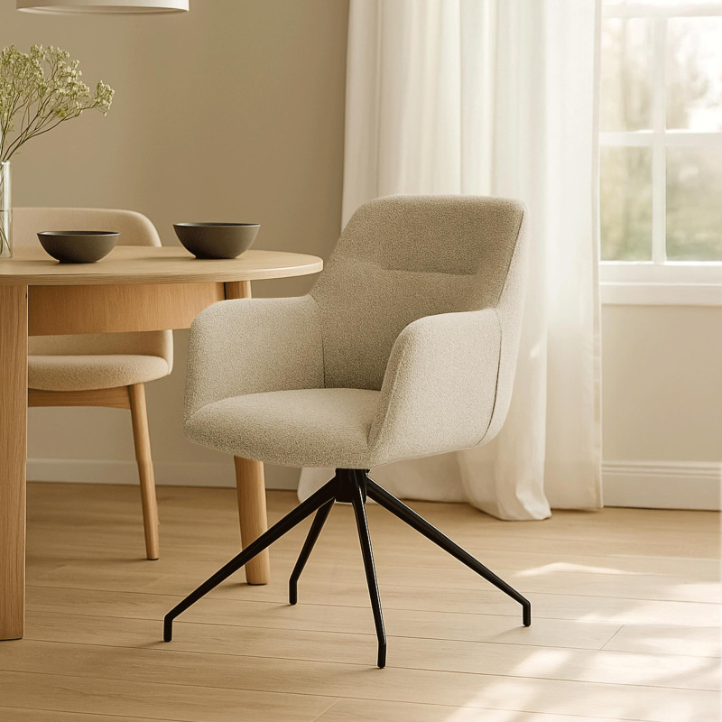 Chaise de salle à manger Merlinda tissu Teddy taupe