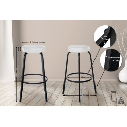 Tabouret de bar Kamari en cuir artificiel blanc