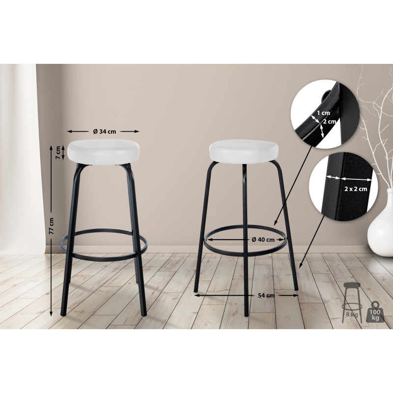 Tabouret de bar Kamari en cuir artificiel blanc