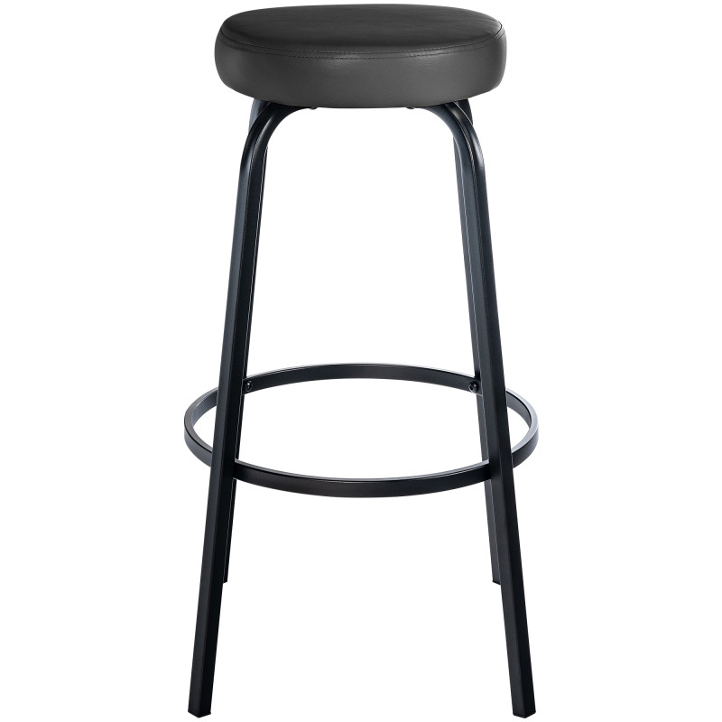 Tabouret de bar Kamari en cuir artificiel gris foncé