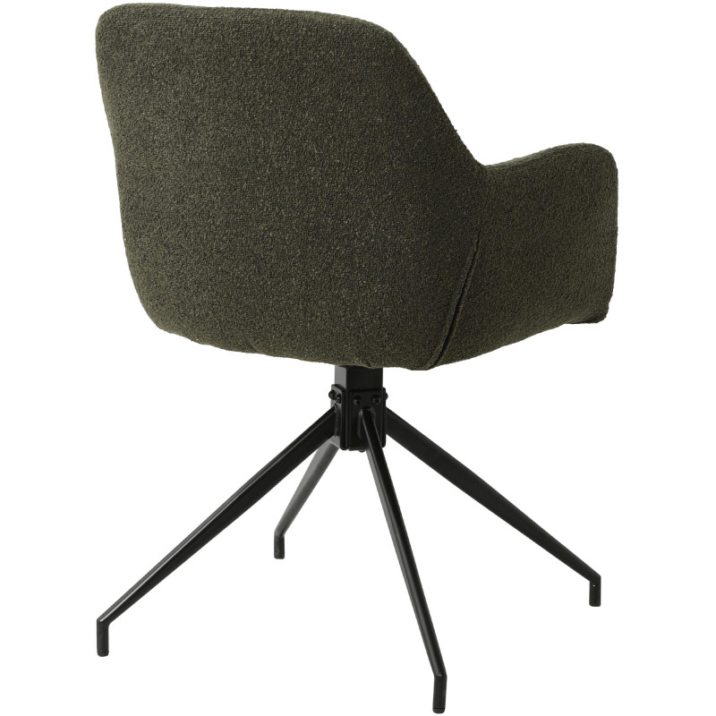 Chaise de salle à manger Merlinda en tissu Teddy vert foncé