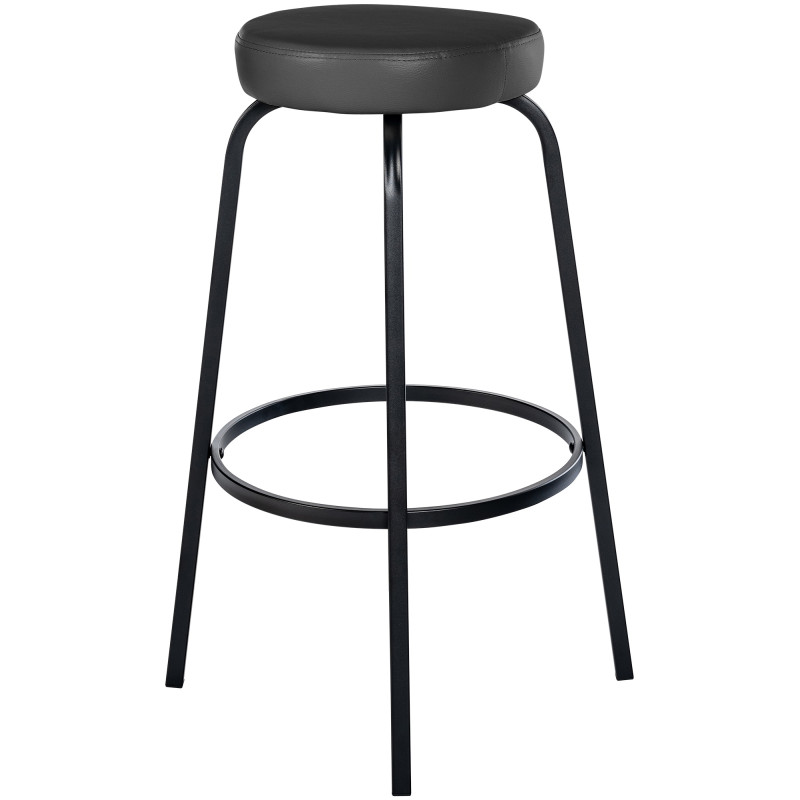 Tabouret de bar Kamari en cuir artificiel gris foncé