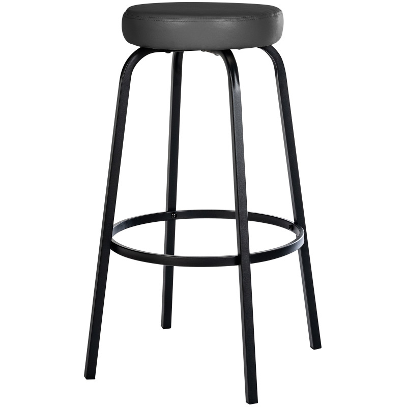Tabouret de bar Kamari en cuir artificiel gris foncé