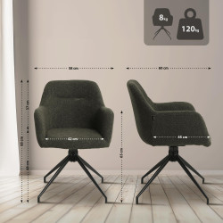 Chaise de salle à manger Merlinda en tissu Teddy vert foncé