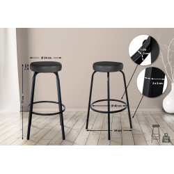 Tabouret de bar Kamari en cuir artificiel gris foncé