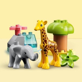 LEGO 10971 DUPLO Animaux Sauvages d'Afrique, Jouet sur le Safari des 2 Ans avec Figurines d'Éléphant et  Girafe avec Tapis de Je