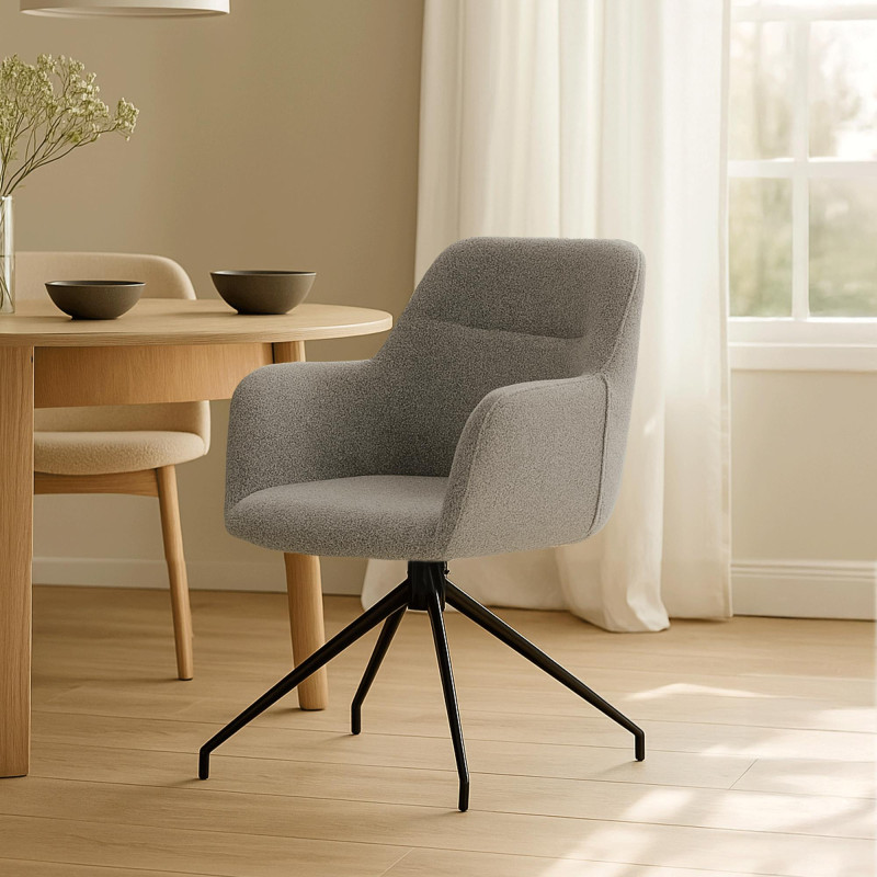 Chaise de salle à manger Merlinda, tissu Teddy, gris
