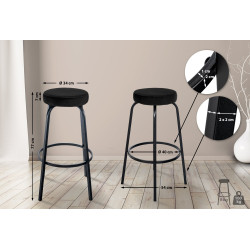 Tabouret de bar en velours Kamari noir