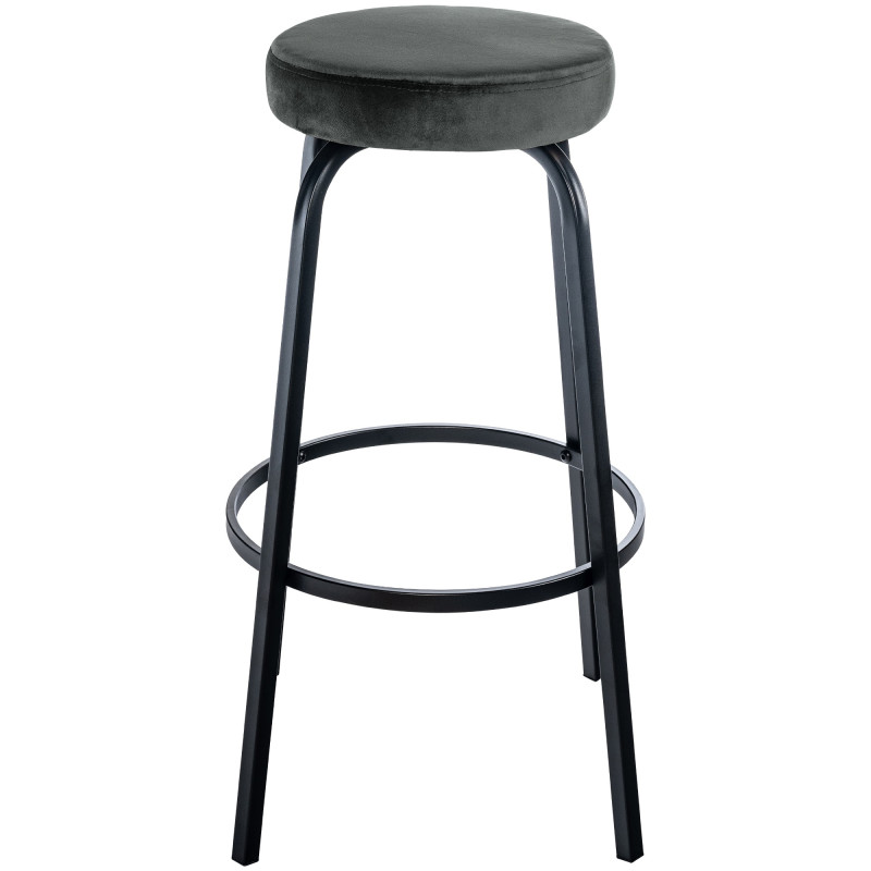 Tabouret de bar en velours Kamari gris foncé