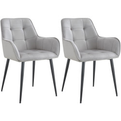 Ensemble de 2 chaises de salle à manger Ferndale en velours gris clair