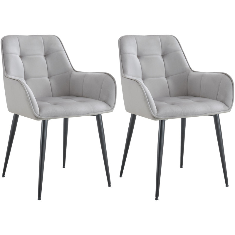 Ensemble de 2 chaises de salle à manger en velours Ferndale gris clair