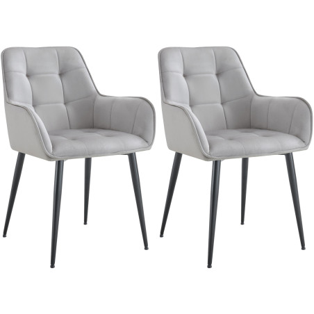 Ensemble de 2 chaises de salle à manger en velours Ferndale gris clair