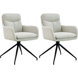 Lot de 2 chaises de salle à manger Somers en tissu crème