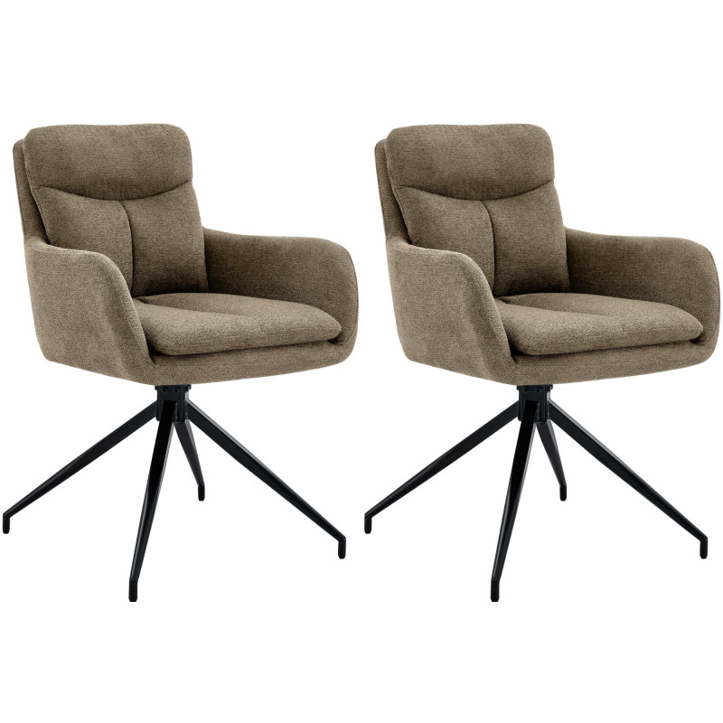 Lot de 2 chaises de salle à manger Somers en tissu marron