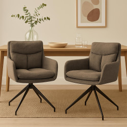 Ensemble de 2 chaises de salle à manger Somers en tissu marron