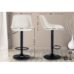 Lot de 2 tabourets de bar Loft simili cuir crème