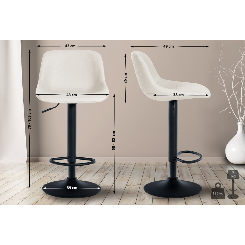 Lot de 2 tabourets de bar Loft simili cuir crème