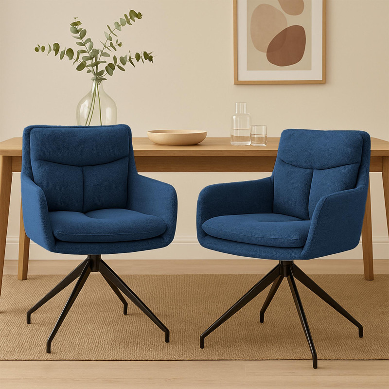 Lot de 2 chaises de salle à manger Somers en tissu bleu