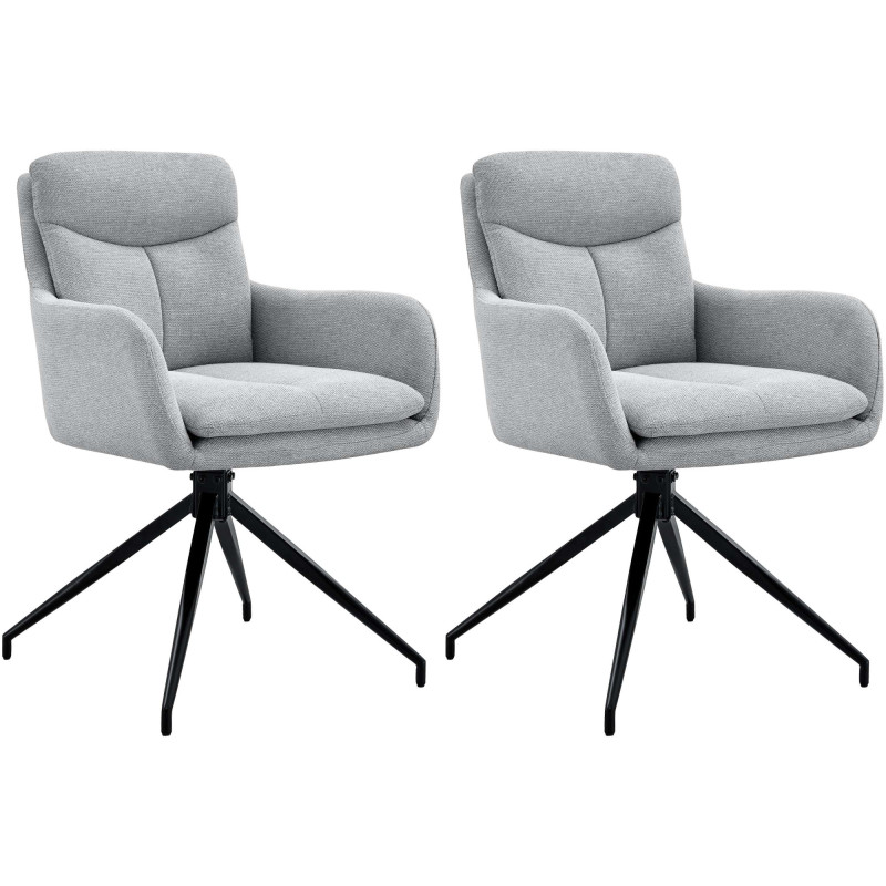 Lot de 2 chaises de salle à manger Somers en tissu gris clair