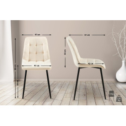 Ensemble de 2 chaises de salle à manger Gifford en velours crème