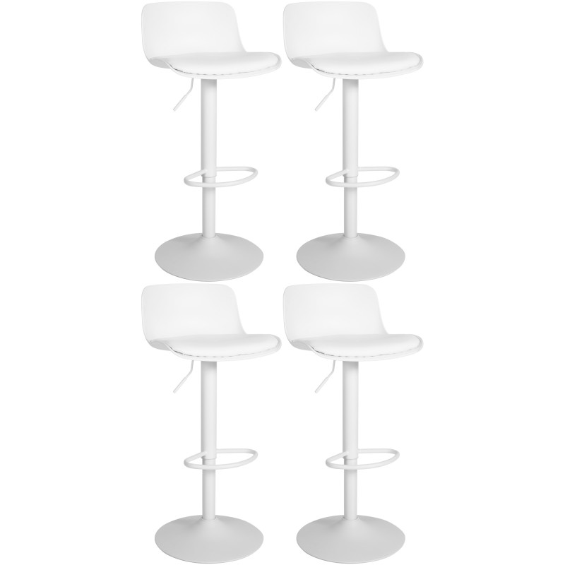 Ensemble de 4 tabourets de bar Almada en similicuir blanc