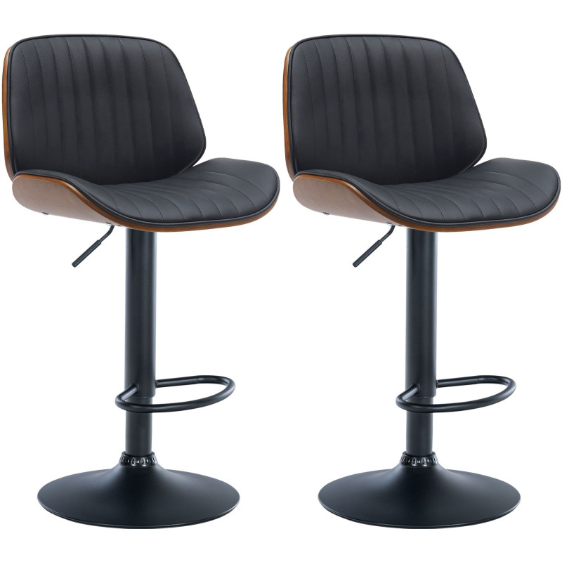 Lot de 2 tabourets de bar en cuir artificiel Nova noyer/noir