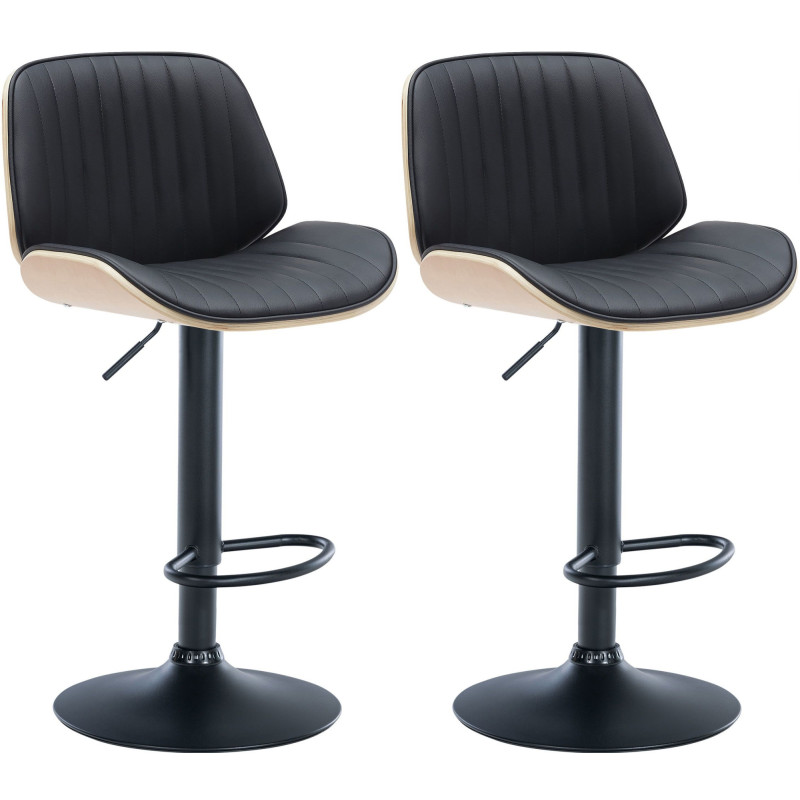 Lot de 2 tabourets de bar en cuir artificiel Nova naturel/noir