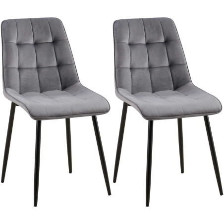 Ensemble de 2 chaises de salle à manger Gifford en velours gris foncé