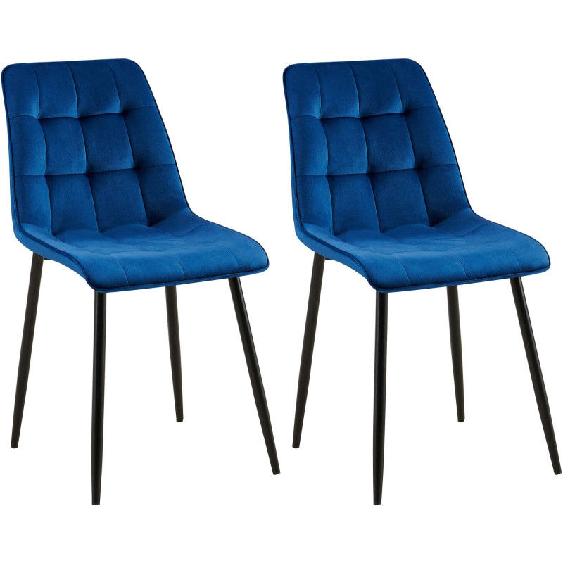 Lot de 2 chaises de salle à manger Gifford en velours bleu foncé