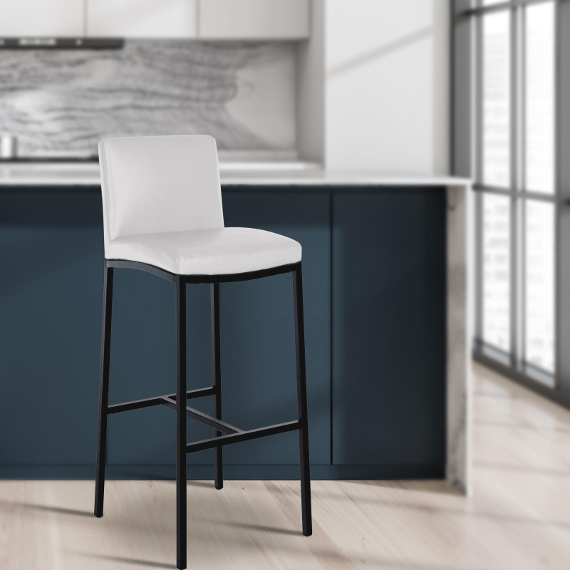 Tabouret de bar Freeport simili cuir B blanc