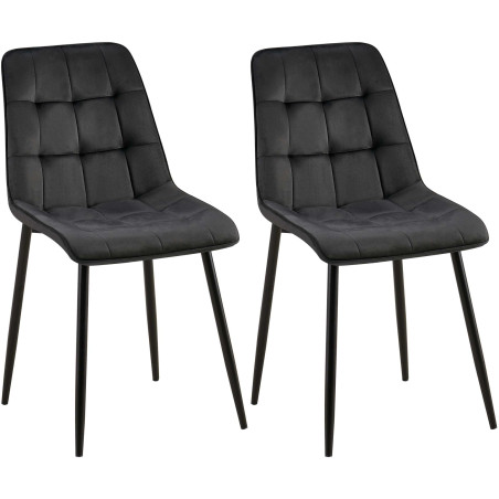 Lot de 2 chaises de salle à manger Gifford en velours noir