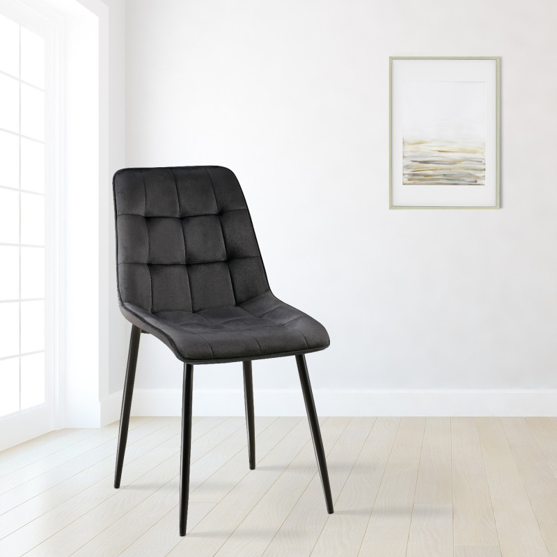Lot de 2 chaises de salle à manger Gifford en velours noir