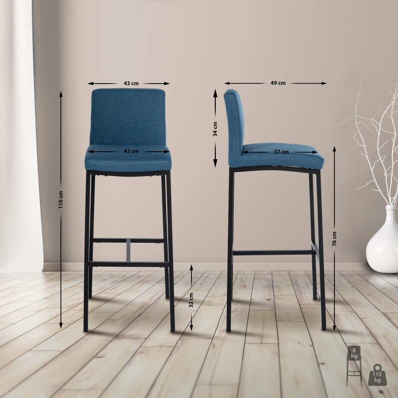 Tabouret de bar Freeport tissu B bleu