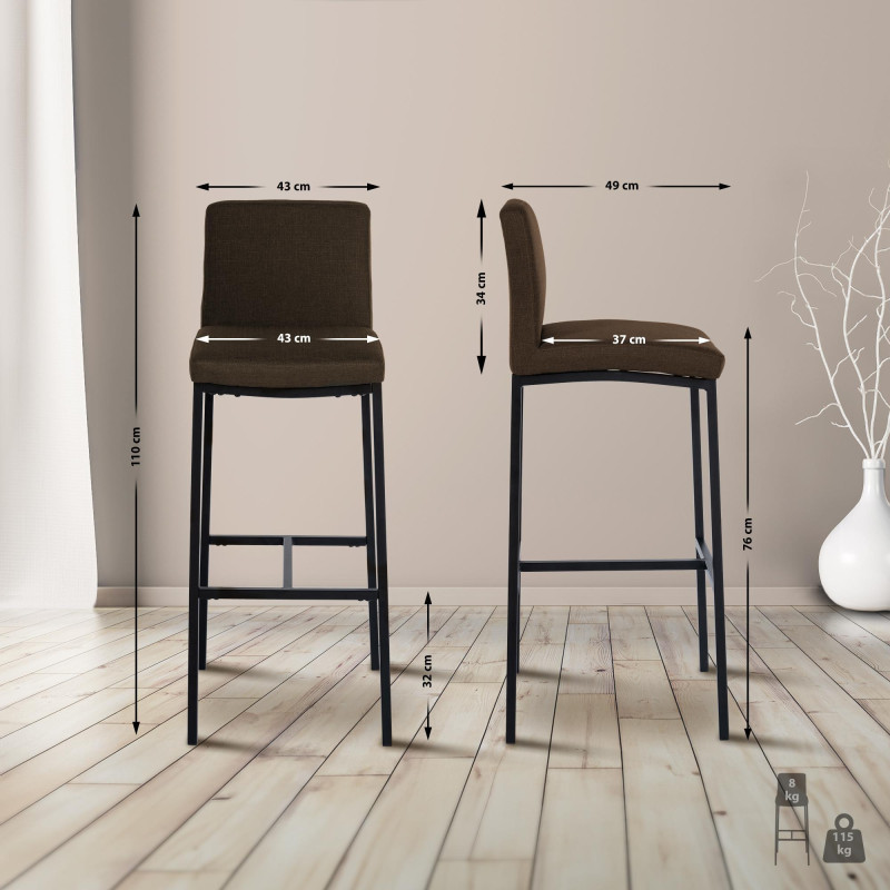Tabouret de bar Freeport tissu B brun