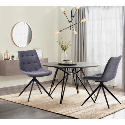 Lot de 2 chaises de salle à manger en tissu Merna gris foncé
