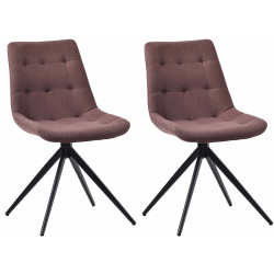 Lot de 2 chaises de salle à manger en tissu Merna marron
