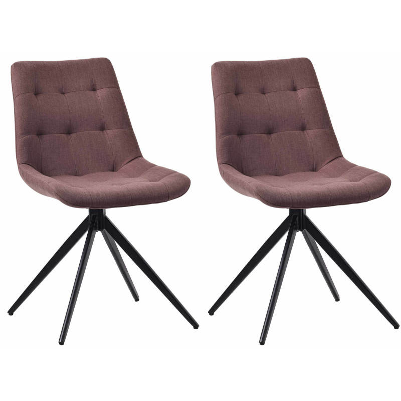 Lot de 2 chaises de salle à manger en tissu Merna marron