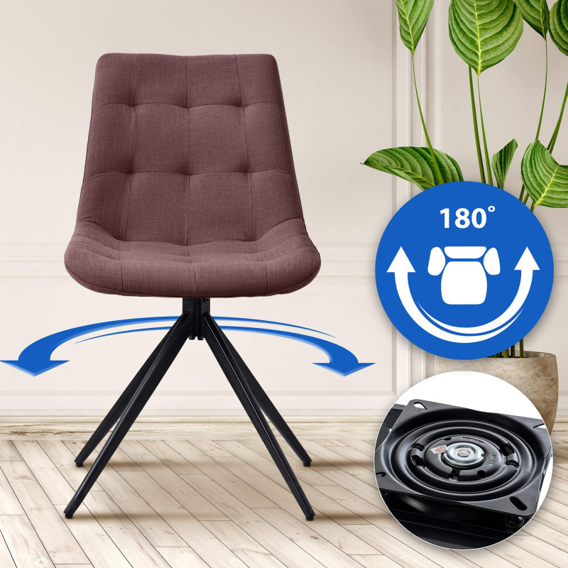 Lot de 2 chaises de salle à manger en tissu Merna marron