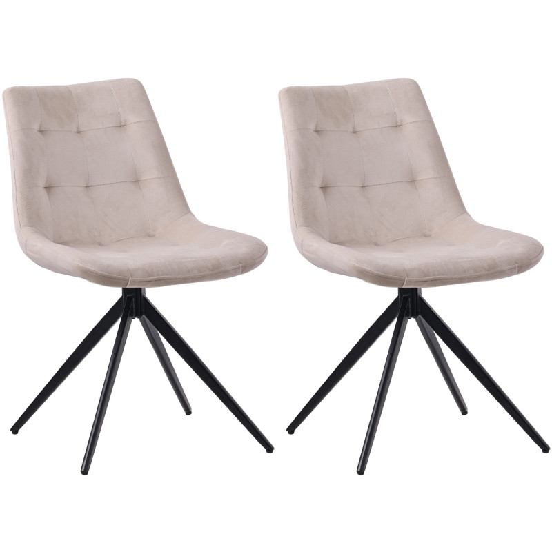 Lot de 2 chaises de salle à manger Merna velours crème